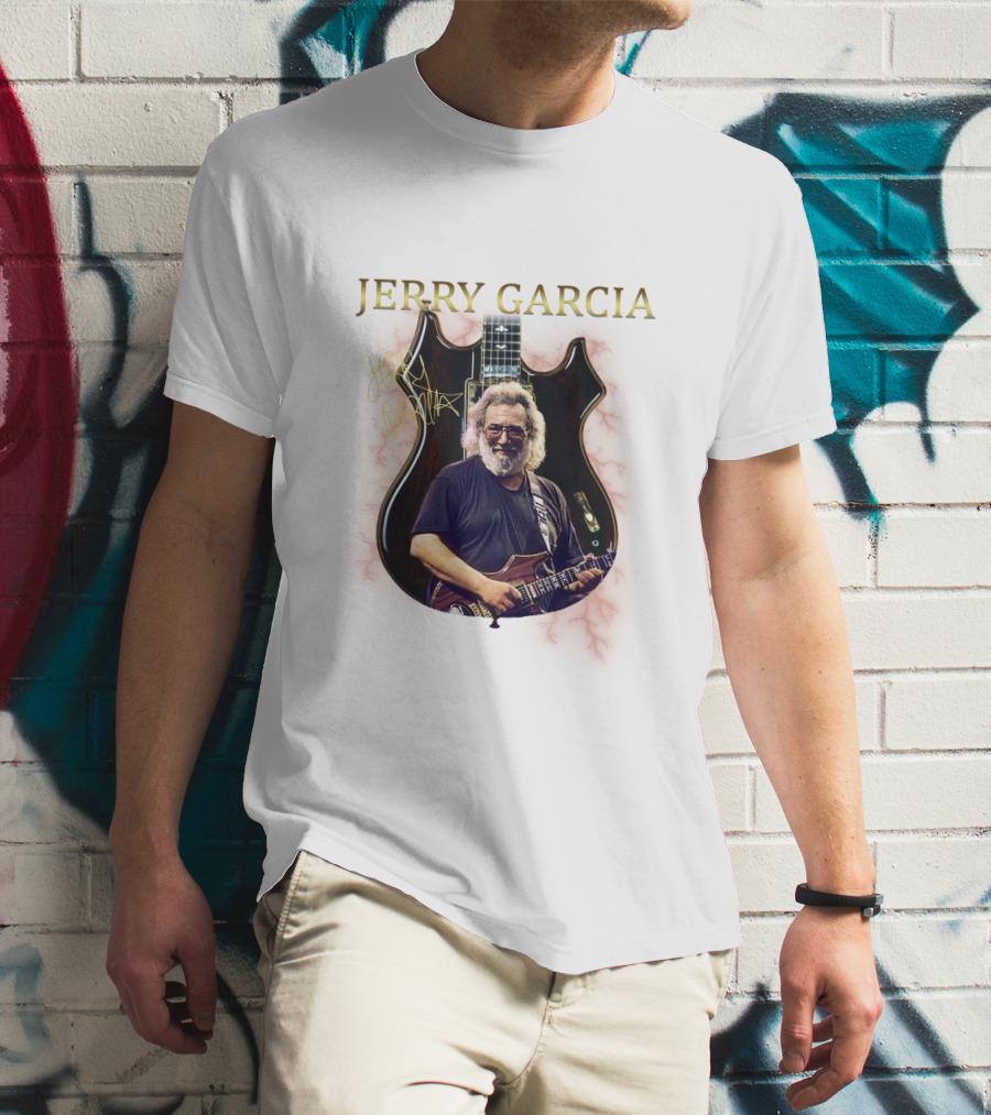 Jerry Garcia Signature Guitar Image With Jerry Garcia T-Shirt