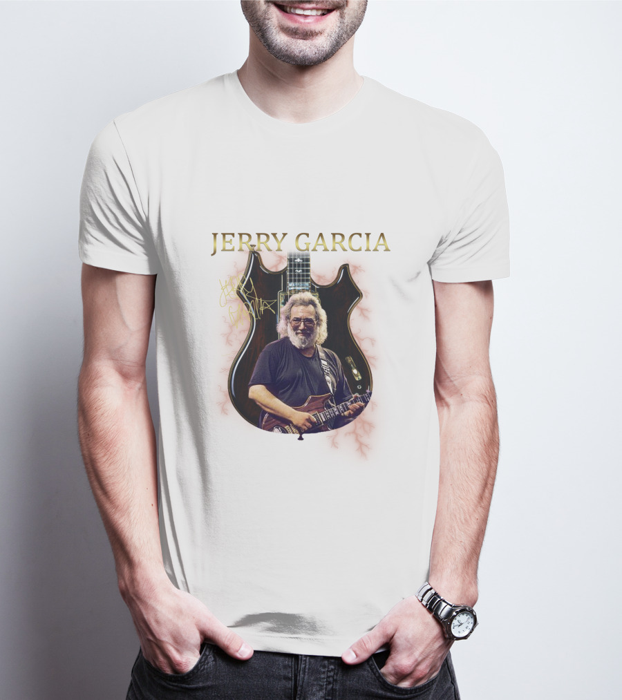 Jerry Garcia Signature Guitar Image With Jerry Garcia T-Shirt