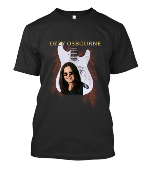 Ozzy Osbourne Signature Guitar With Lightning Background T-Shirt