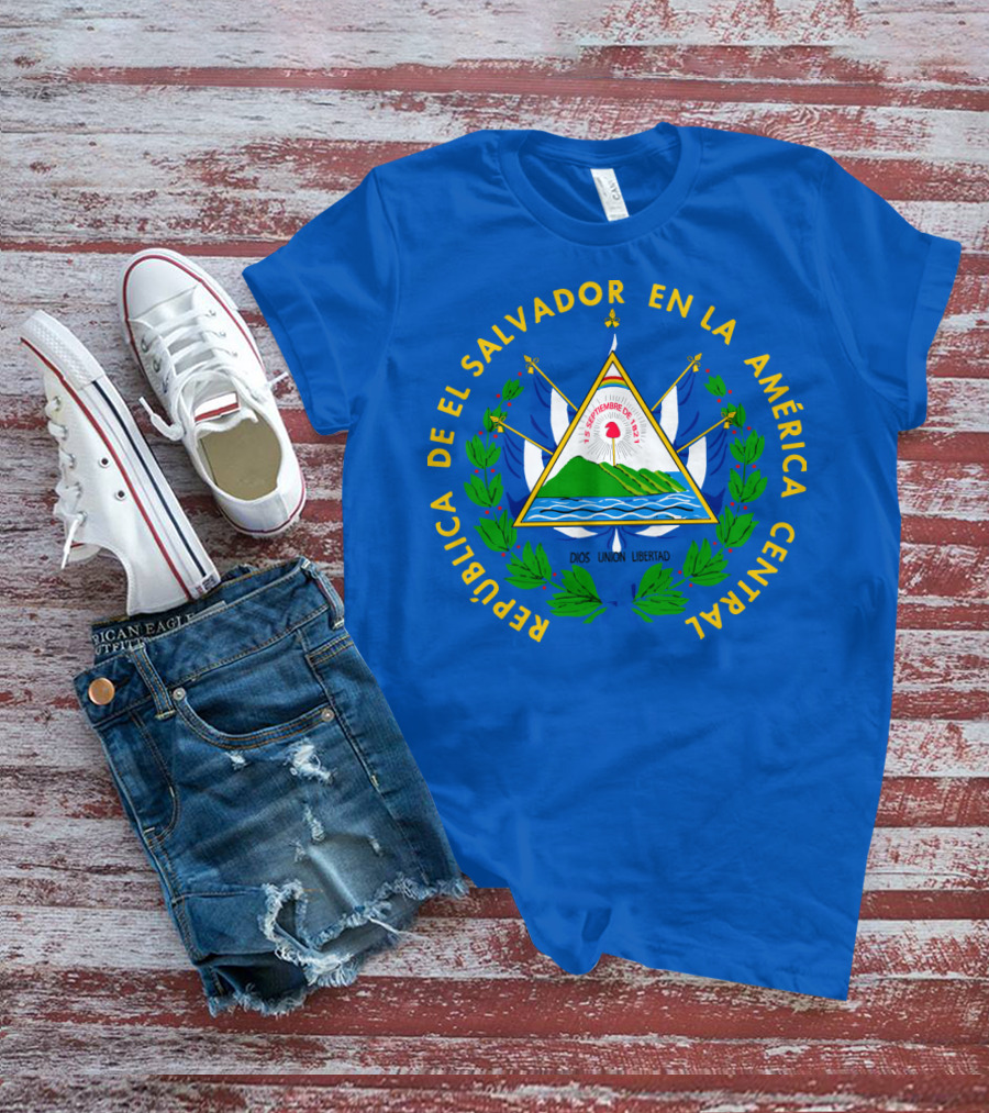 REPÚBLICA DE EL SALVADOR EN LA AMÉRICA CENTRAL DIOS UNIÓN LIBERTAD ESCUDO DE EL SALVADOR T-Shirt