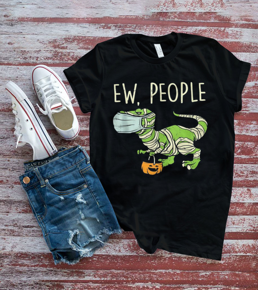Ew People Halloween Dinosaur Mummy With Pumpkin T-Shirt