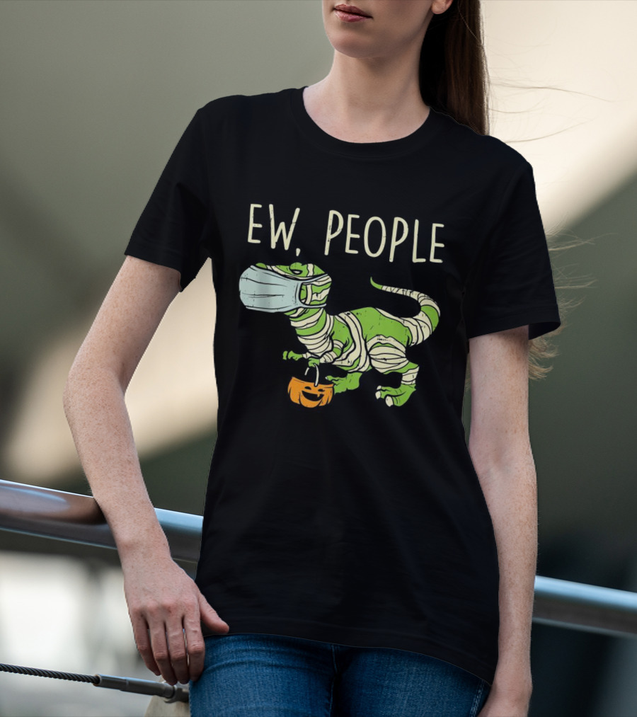 Ew People Halloween Dinosaur Mummy With Pumpkin T-Shirt