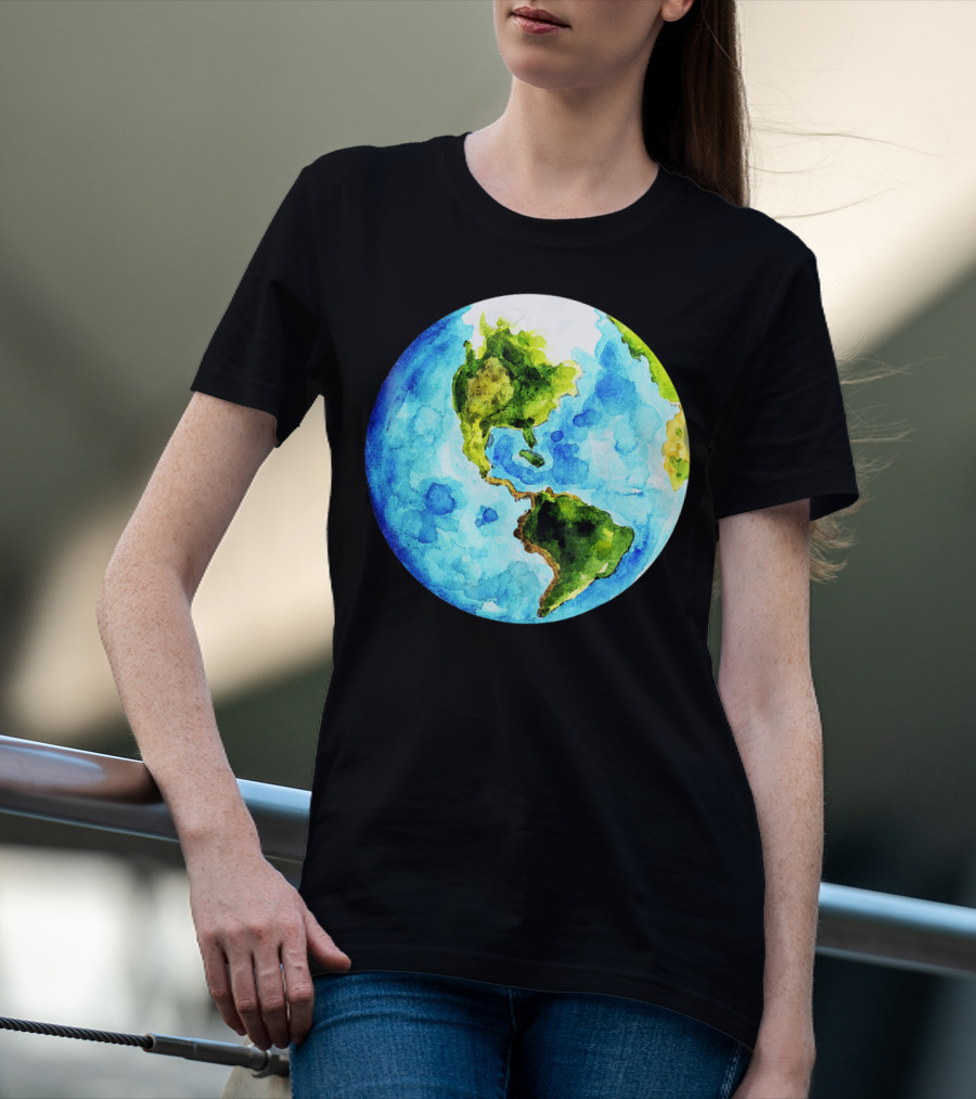 Earth Day Love Earth Watercolor Planet Earth T-Shirt