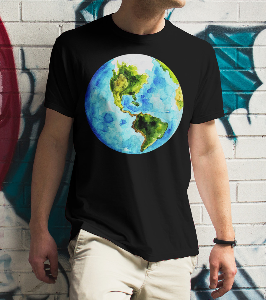 Earth Day Love Earth Watercolor Planet Earth T-Shirt