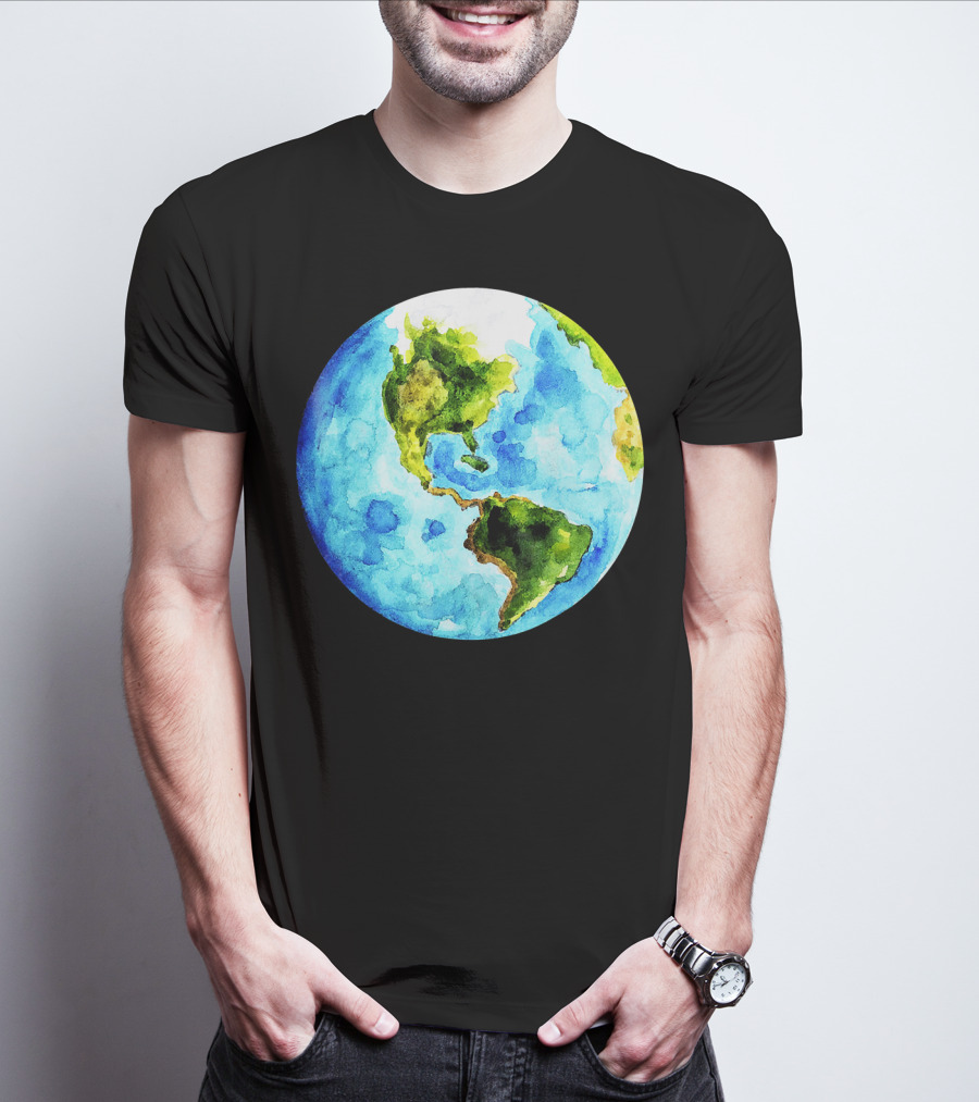 Earth Day Love Earth Watercolor Planet Earth T-Shirt