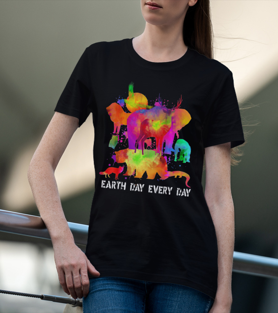 Earth Day Every Day Colorful Animal T-Shirt