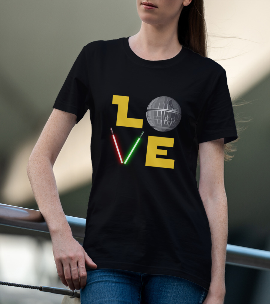 LOVE Star Wars Lightsabers Death Star T-Shirt