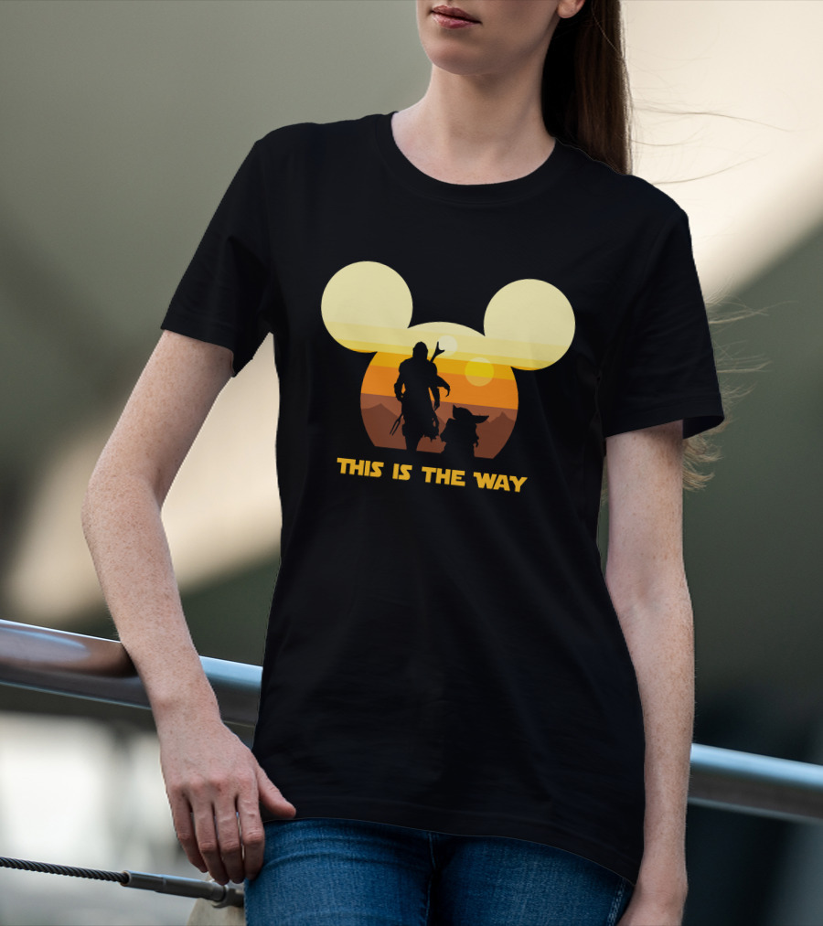 Mickey Star Wars Sunset This Is The Way Mandalorian T-Shirt