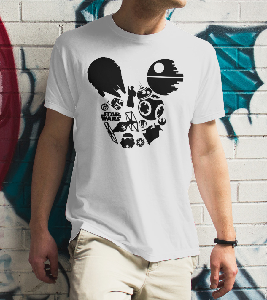Star Wars Icons Millennium Falcon Death Star BB-8 T-Shirt