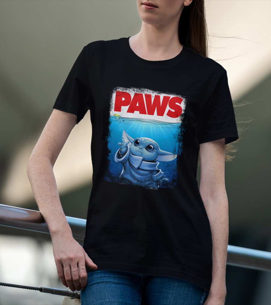 PAWS Yoda Parody Jaws Style Baby Yoda T-Shirt