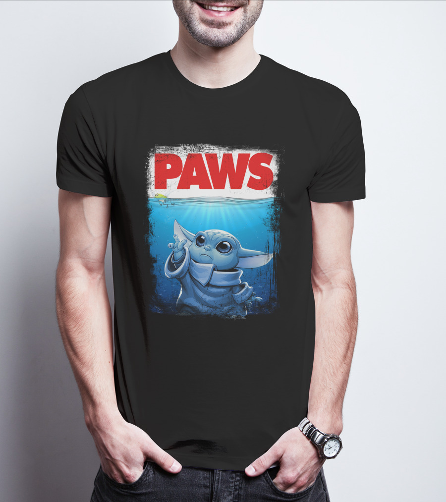 PAWS Yoda Parody Jaws Style Baby Yoda T-Shirt