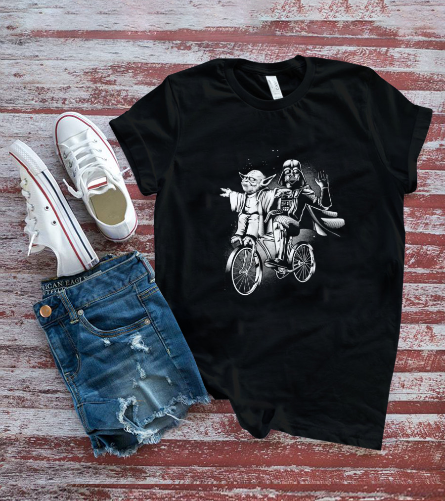Yoda Darth Vader Riding Bicycle T-Shirt