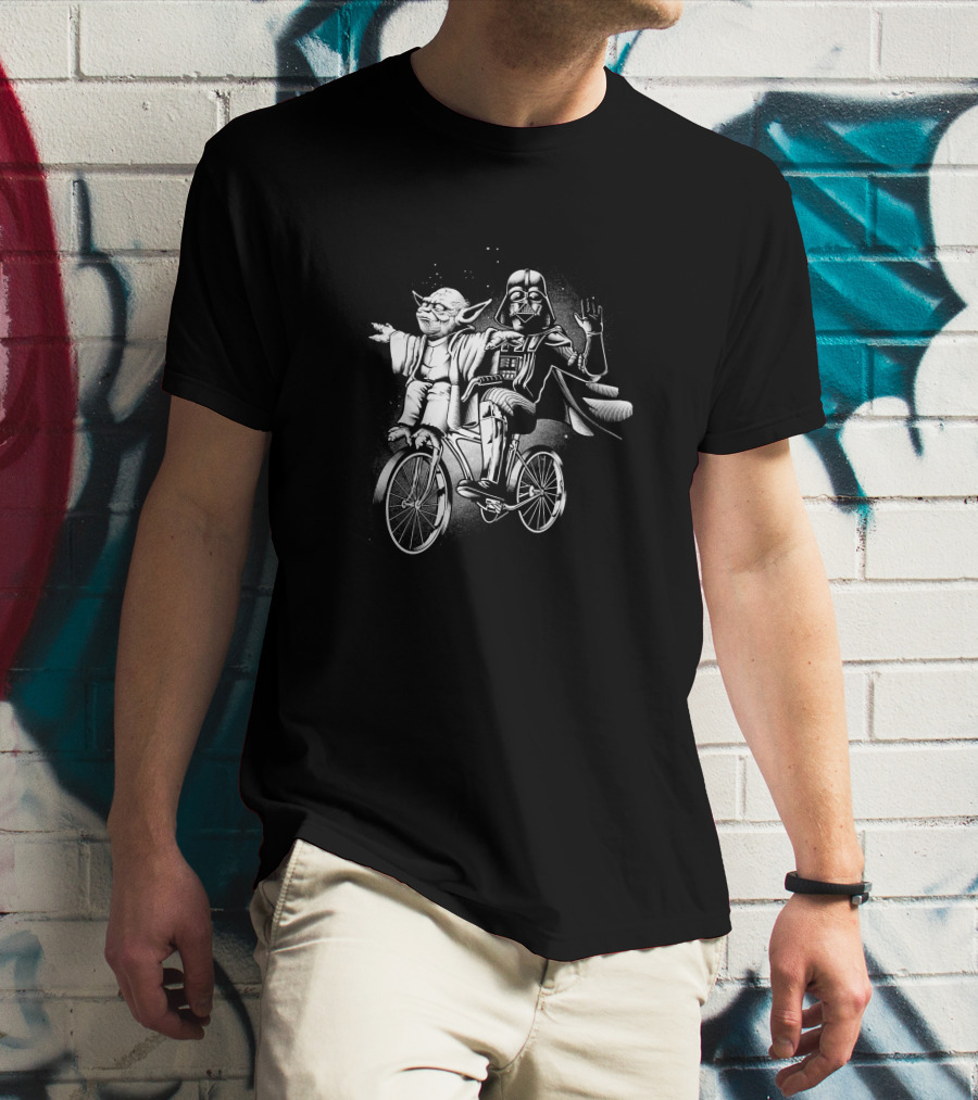 Yoda Darth Vader Riding Bicycle T-Shirt