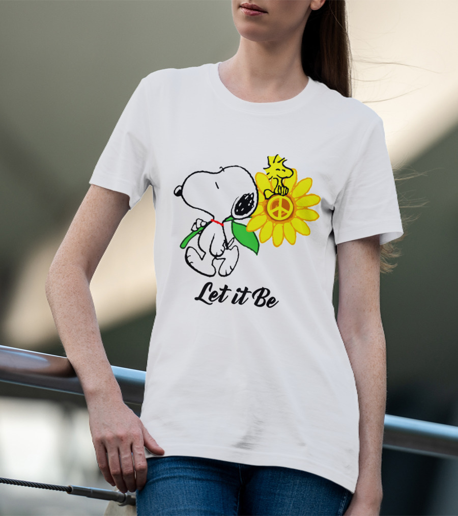 Let It Be Snoopy Woodstock Sunflower Peace T-Shirt