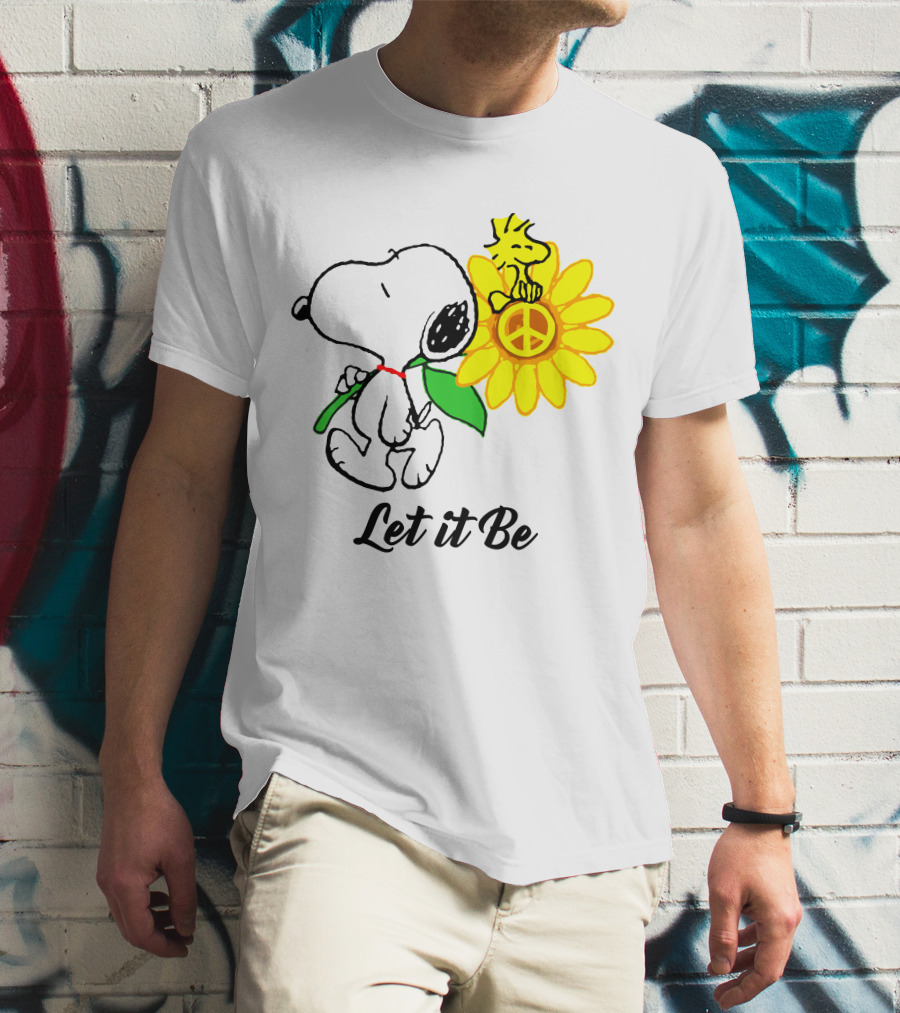 Let It Be Snoopy Woodstock Sunflower Peace T-Shirt