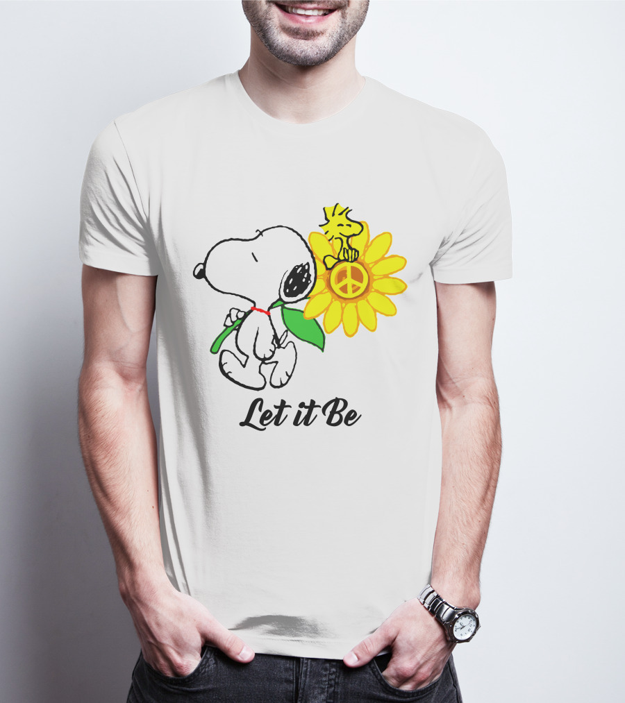 Let It Be Snoopy Woodstock Sunflower Peace T-Shirt
