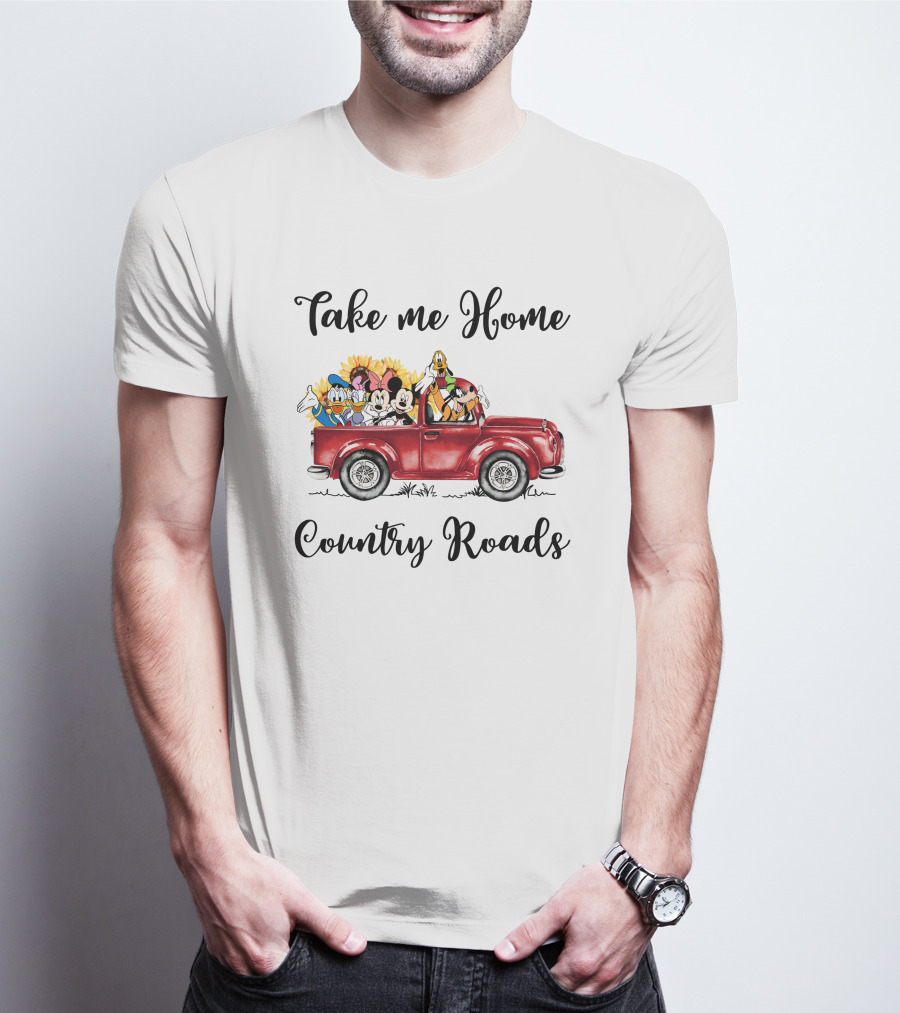 Take Me Home Country Roads Red Truck Disney Characters T-Shirt