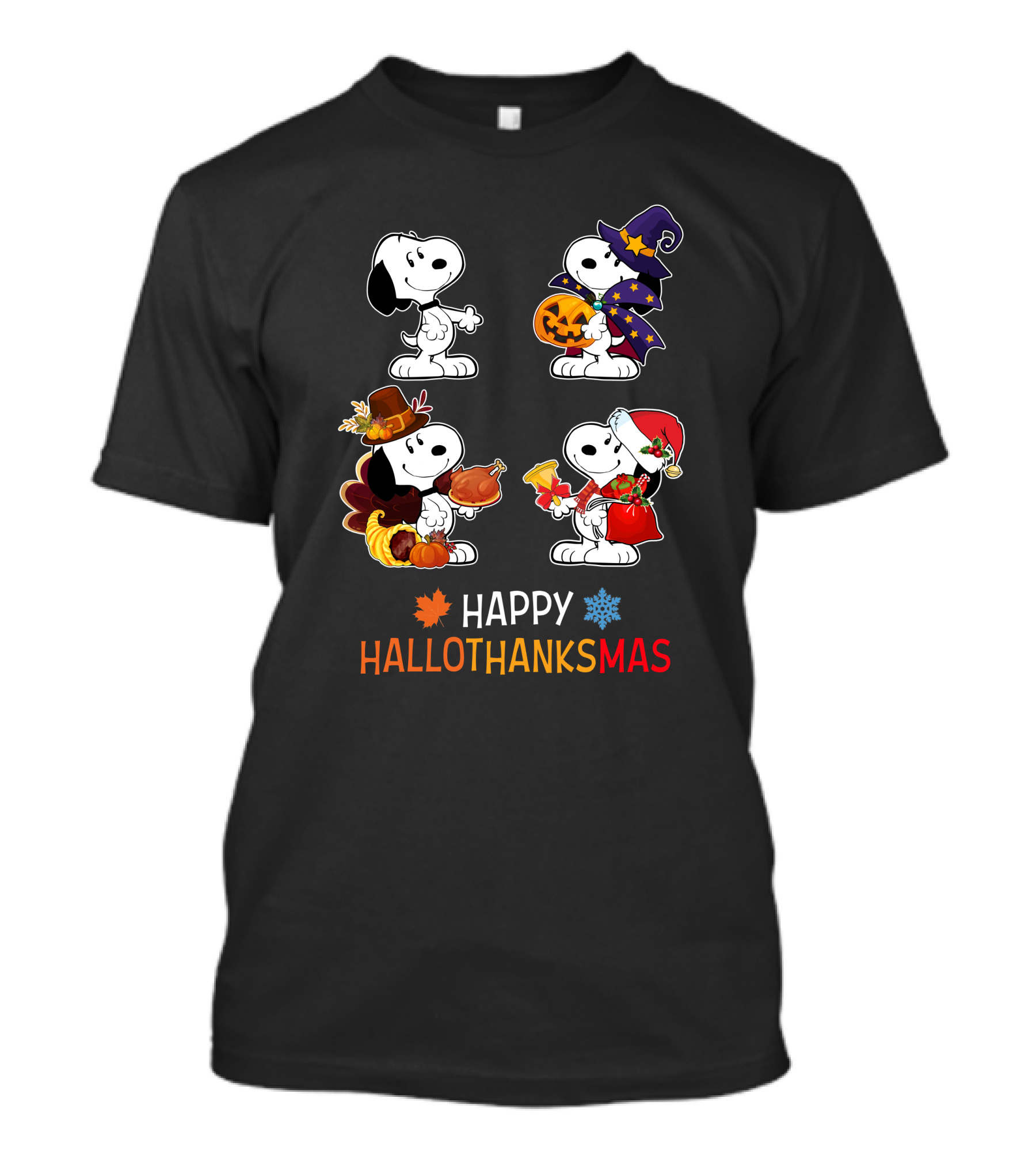 Snoopy Happy HalloThanksMas Fall Halloween Thanksgiving Christmas T-Shirt