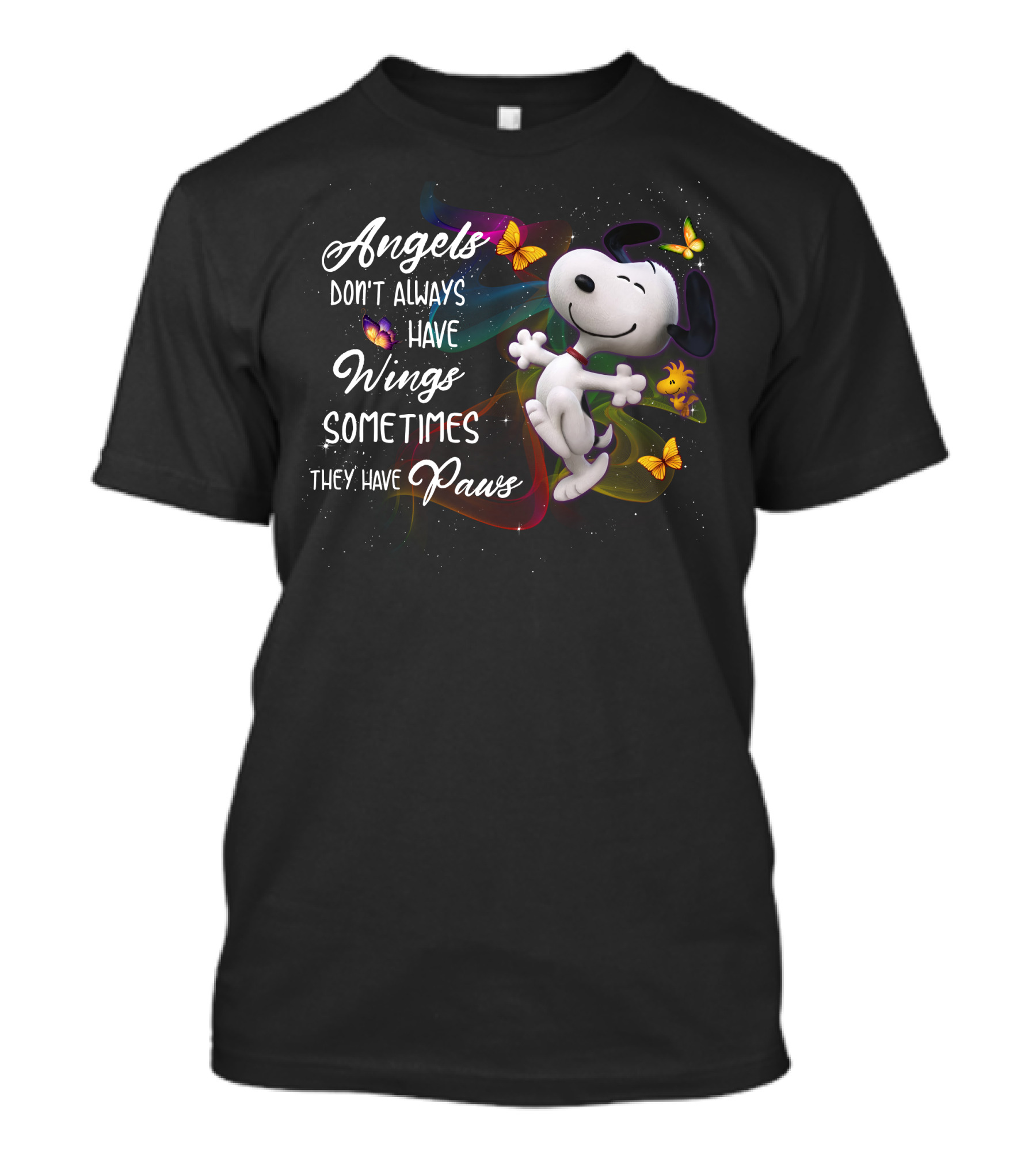 Angels Don't Always Have Wings Sometimes They Have Paws Snoopy Butterflies T-Shirt