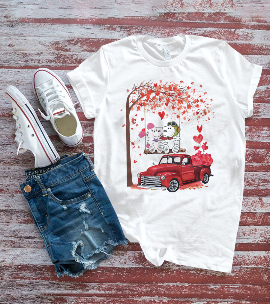 SNP Love Heart Tree Swing Red Truck Romance T-Shirt