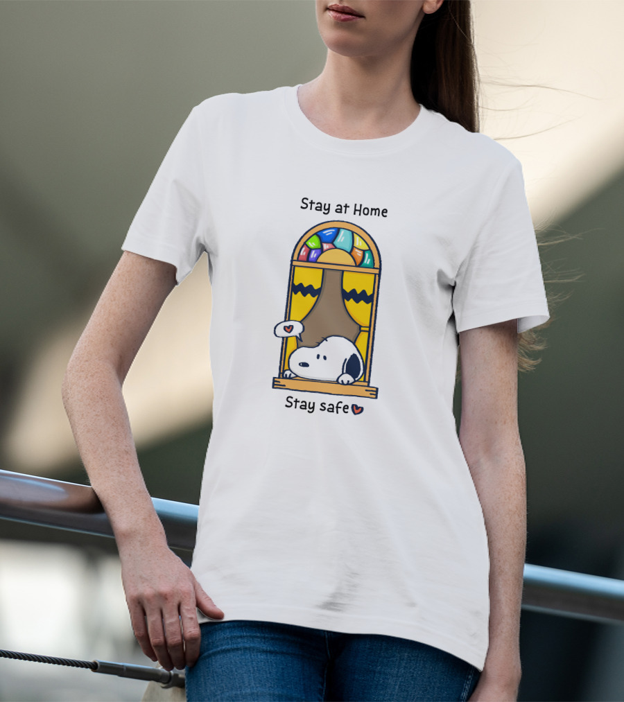 Stay At Home Stay Safe Peanuts Snoopy Window T-Shirt