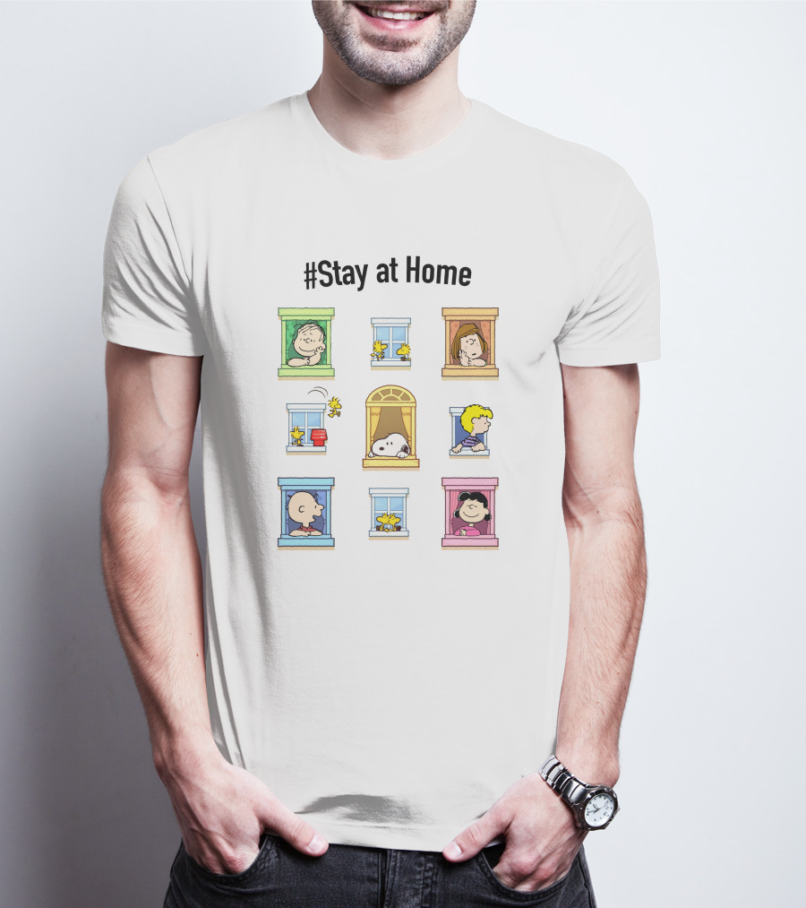 Stay At Home Peanuts Characters In Windows ​​ T-Shirt