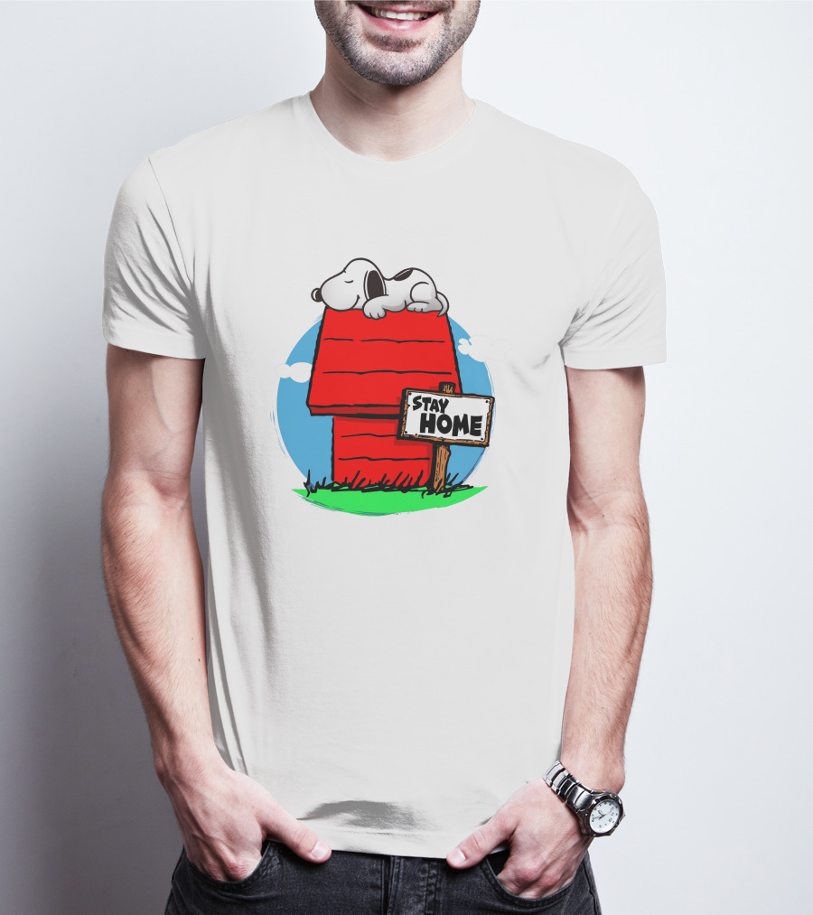 Stay Home Snoopy Doghouse Relaxation T-Shirt