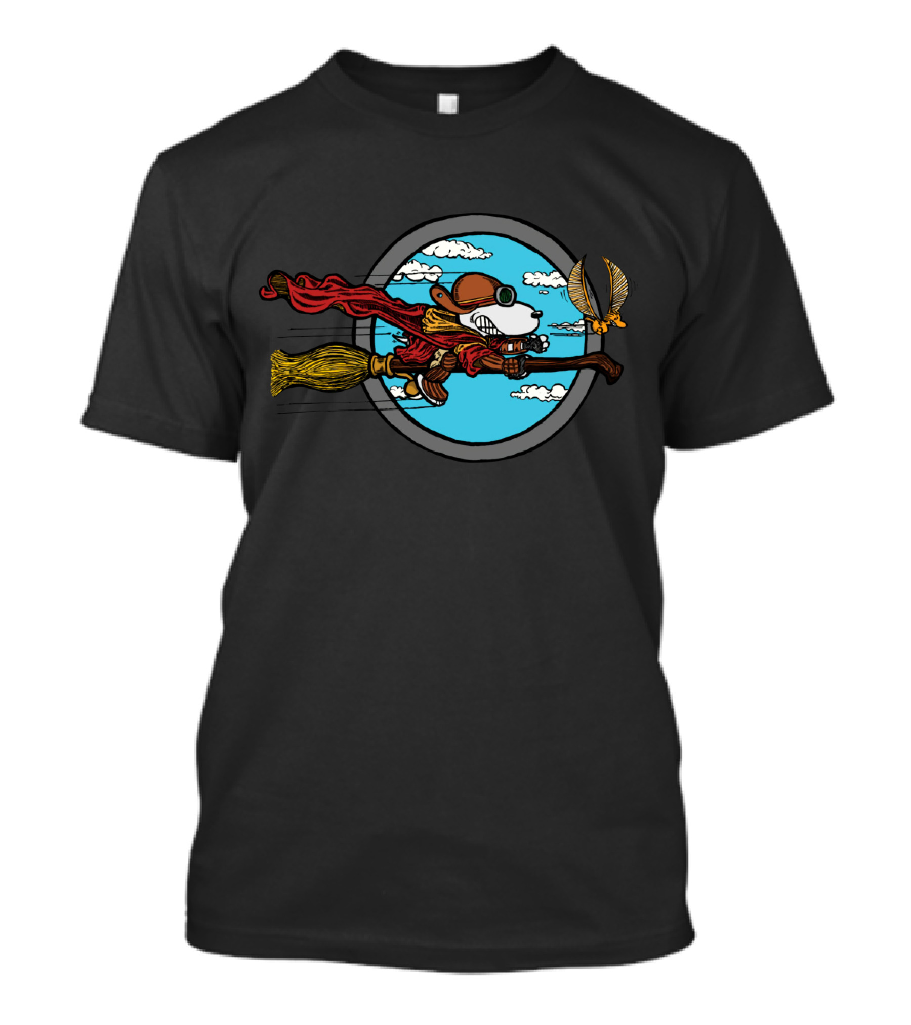 Skyward Wizard Flying Ace With Golden Snitch Chase T-Shirt