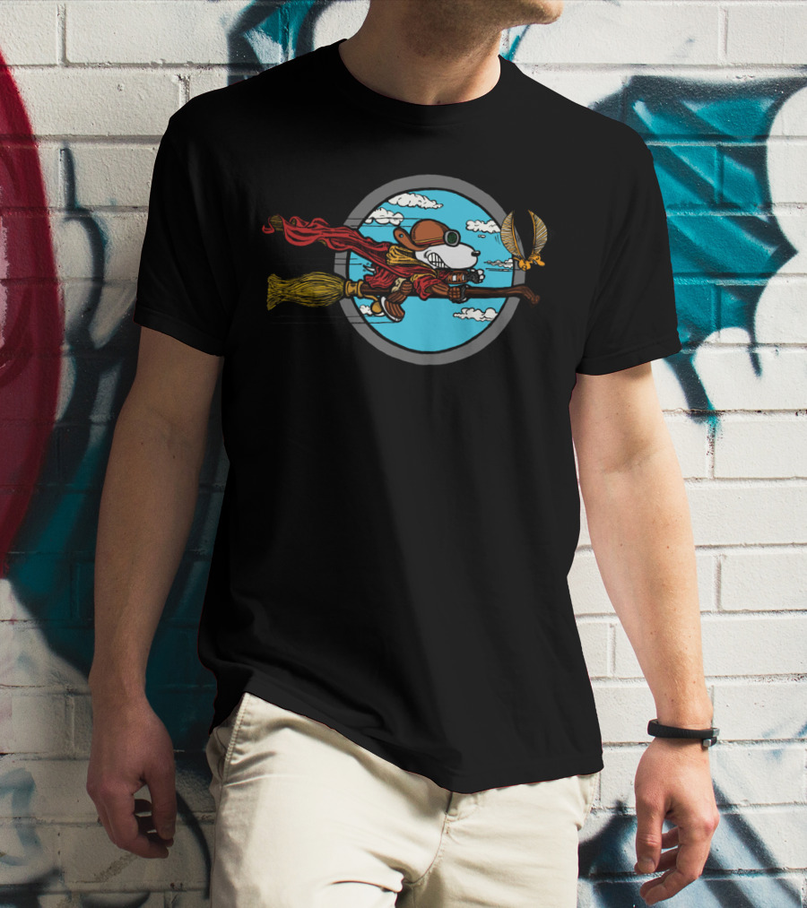 Skyward Wizard Flying Ace With Golden Snitch Chase T-Shirt