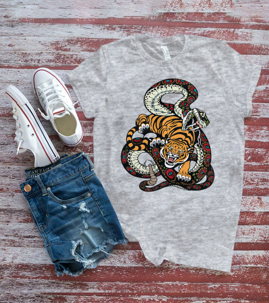 Tiger And Snake Fierce Battle T-Shirt