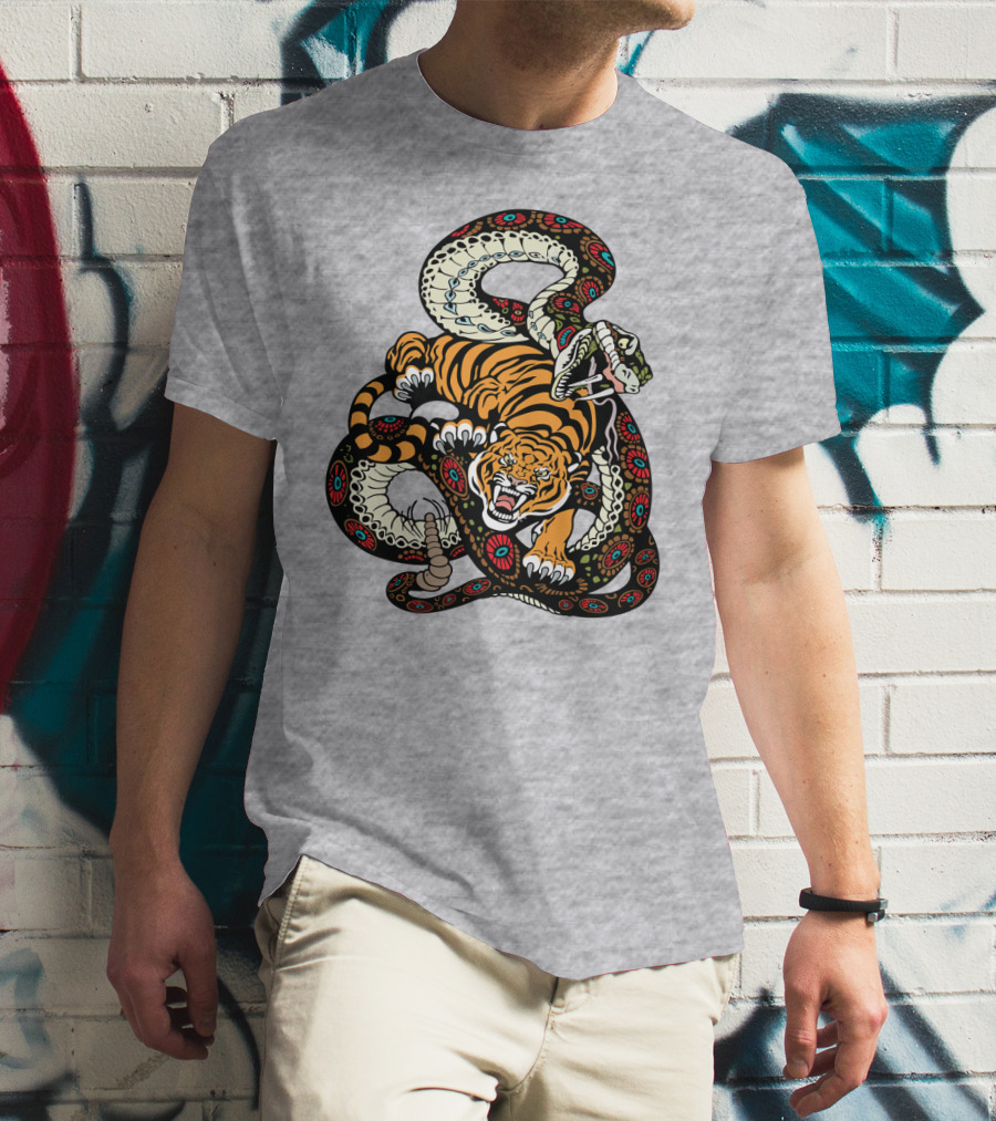 Tiger And Snake Fierce Battle T-Shirt