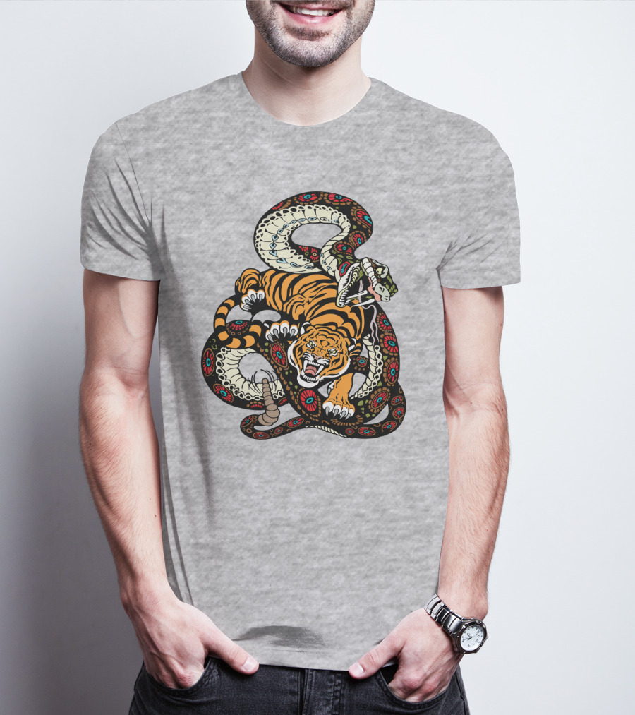 Tiger And Snake Fierce Battle T-Shirt