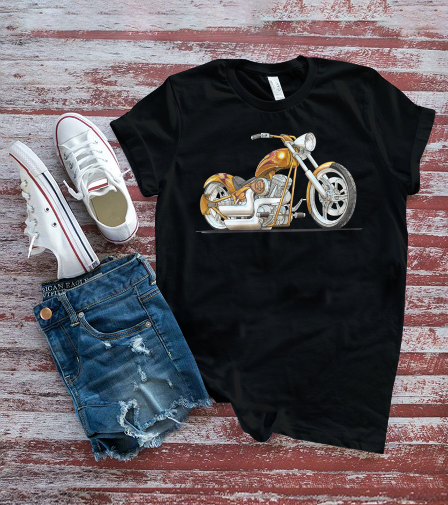 Best Motorcycle Custom Chopper Fiery Chrome T-Shirt