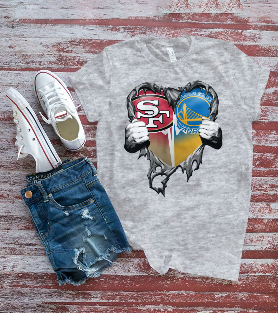 Sf 49ers Golden State Warriors Heart Logo Mashup T-Shirt