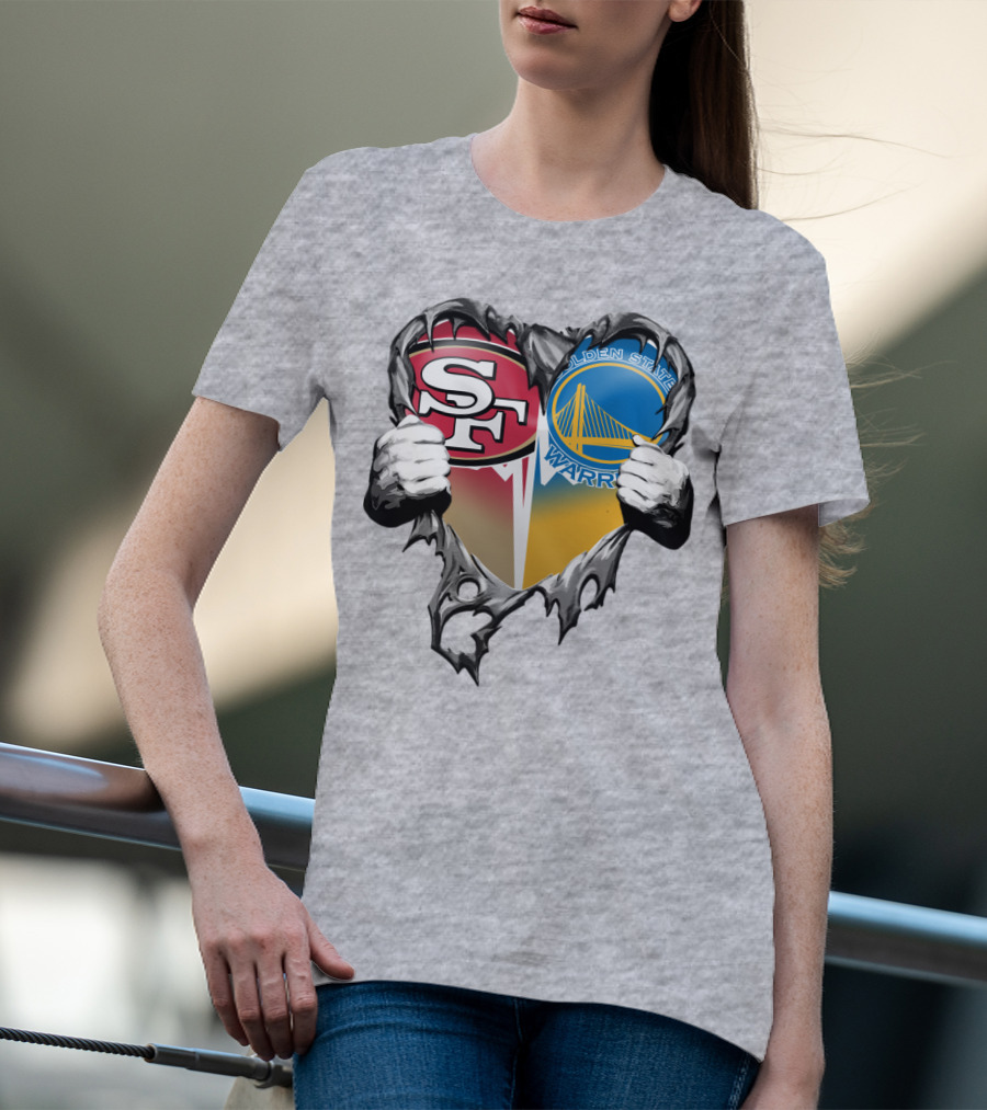 Sf 49ers Golden State Warriors Heart Logo Mashup T-Shirt