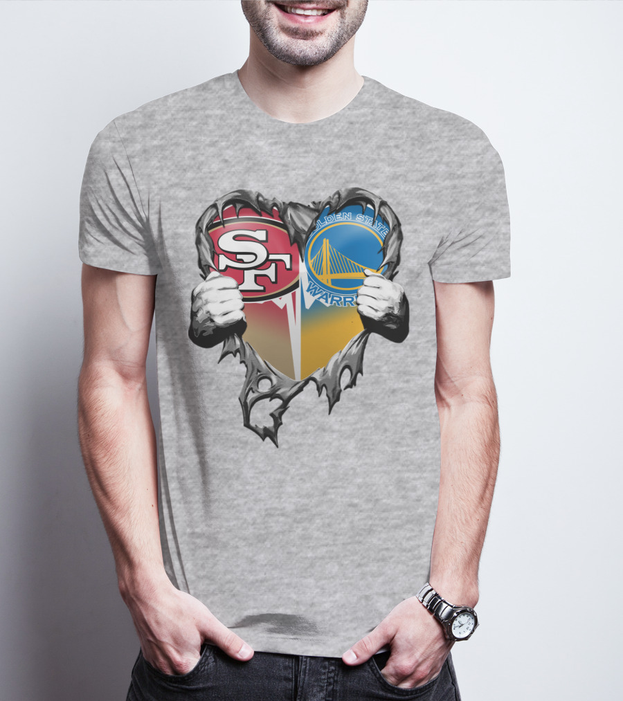 Sf 49ers Golden State Warriors Heart Logo Mashup T-Shirt