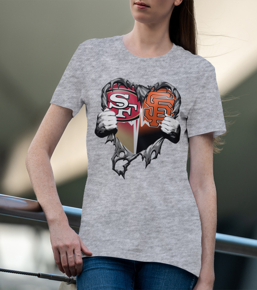 Sf Giants Sf 49ers Split Heart T-Shirt