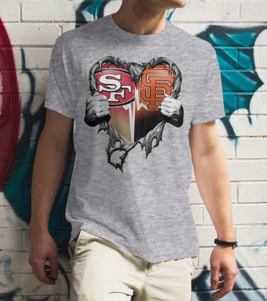Sf Giants Sf 49ers Split Heart T-Shirt