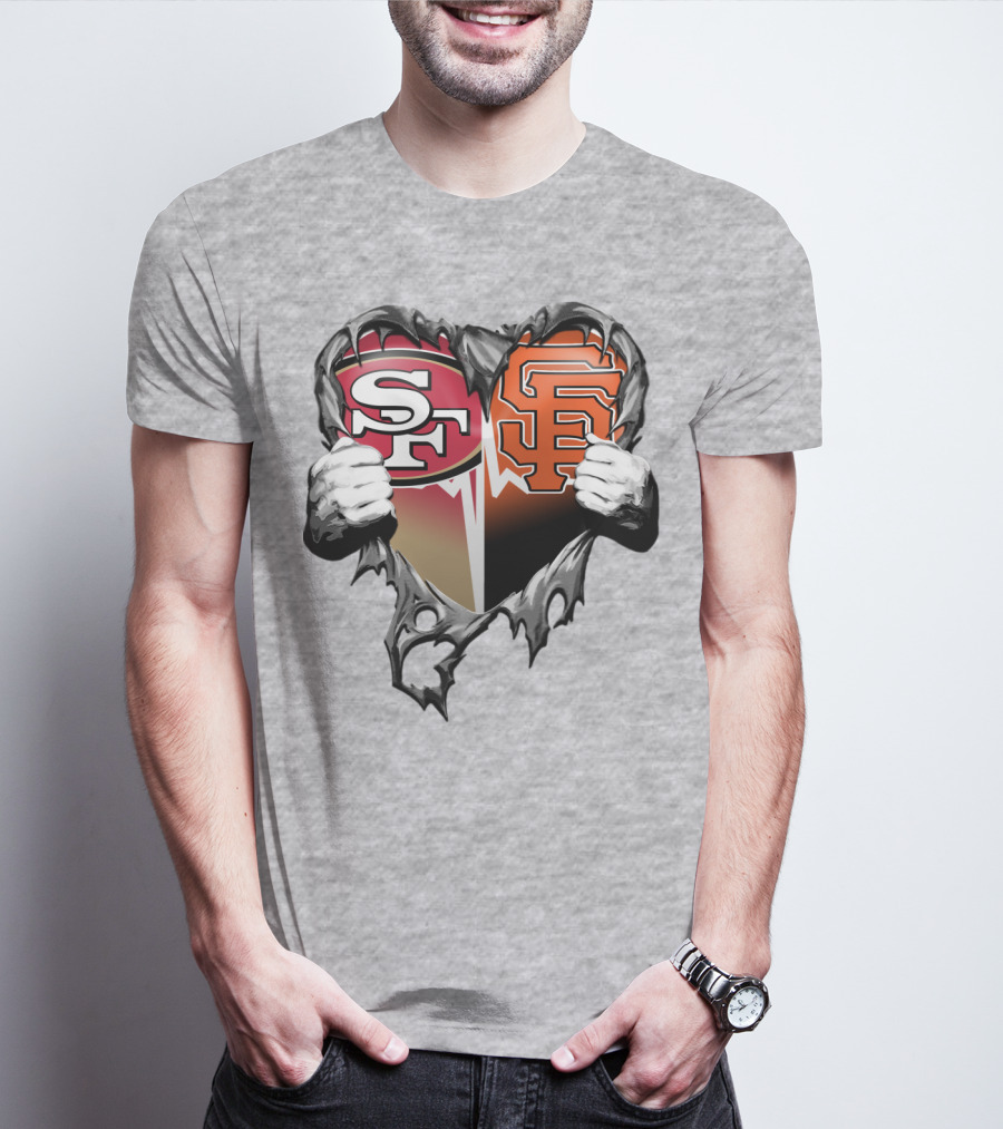 Sf Giants Sf 49ers Split Heart T-Shirt