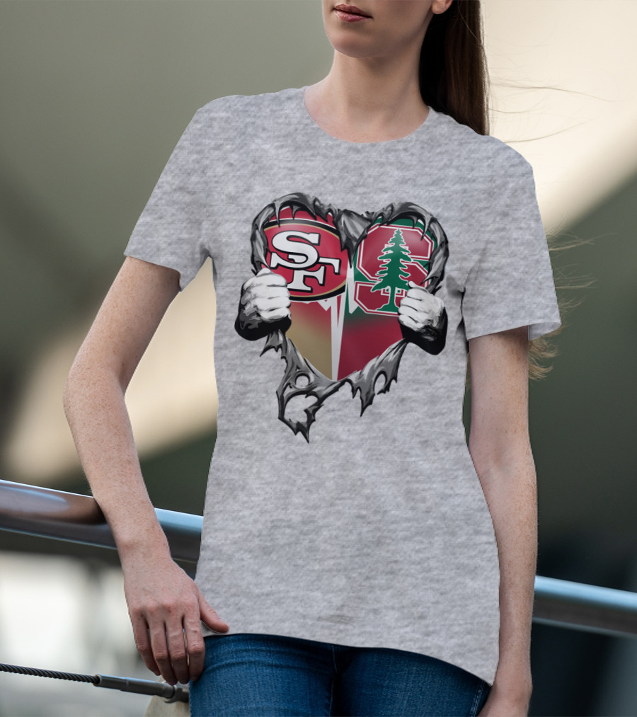 San Francisco 49ers And Stanford Cardinal Heart T-Shirt
