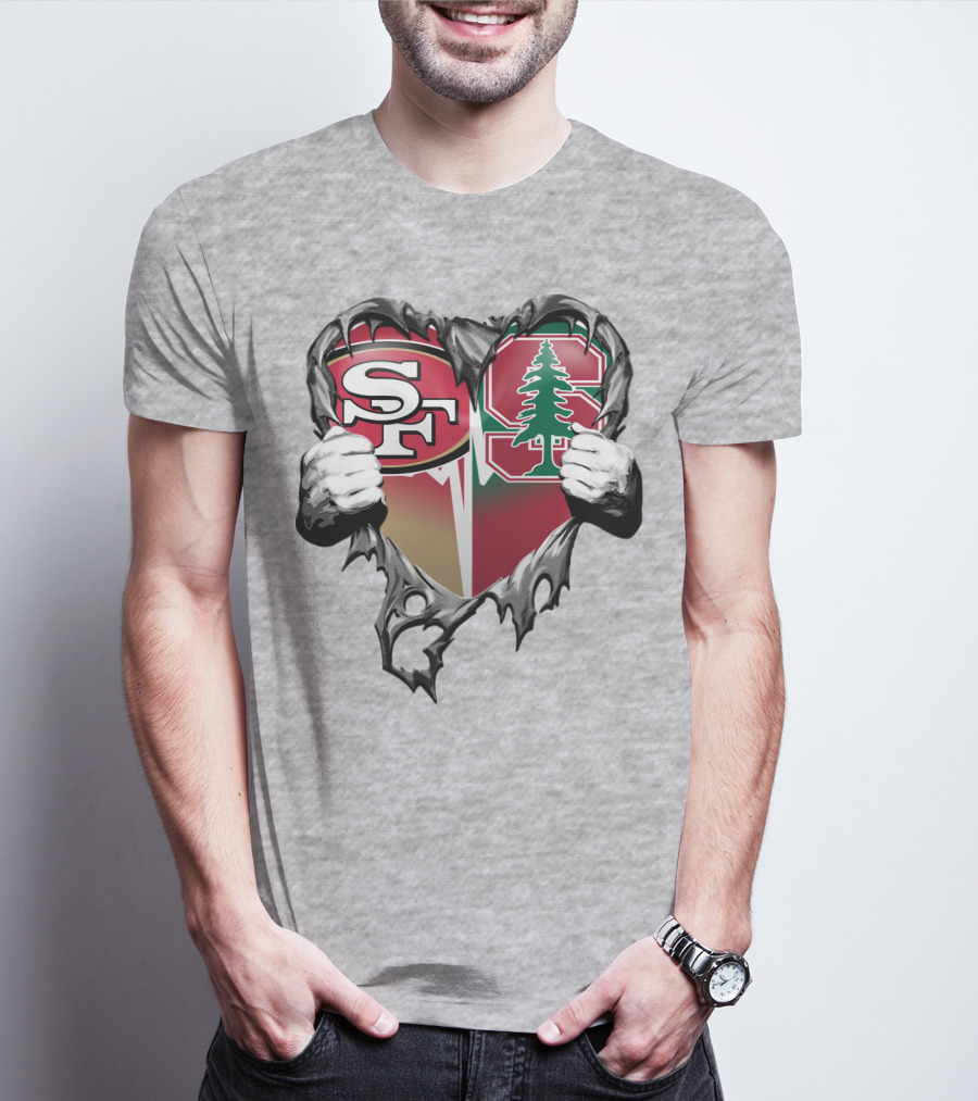 San Francisco 49ers And Stanford Cardinal Heart T-Shirt