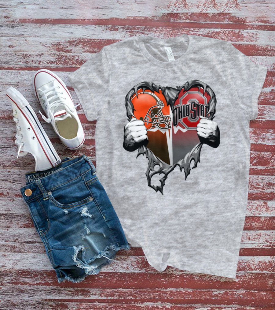 Cleveland Browns Ohio State Buckeyes Heart T-Shirt