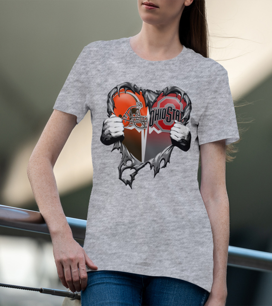 Cleveland Browns Ohio State Buckeyes Heart T-Shirt