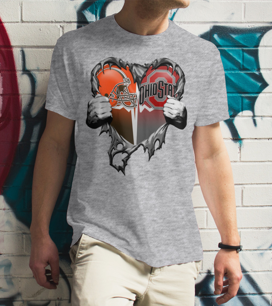 Cleveland Browns Ohio State Buckeyes Heart T-Shirt