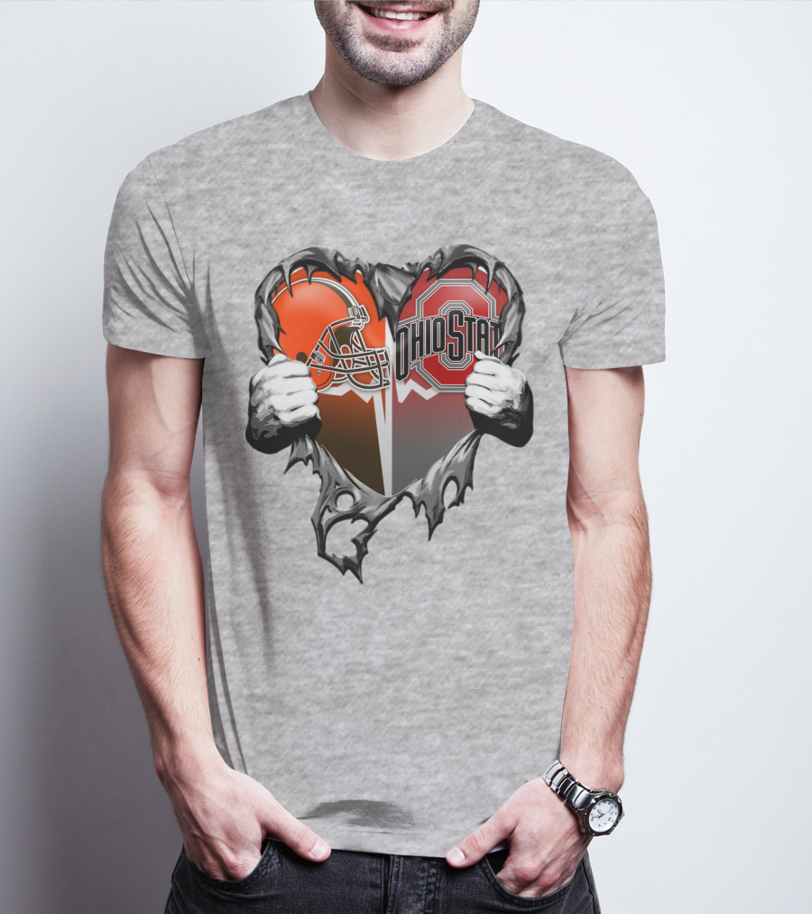 Cleveland Browns Ohio State Buckeyes Heart T-Shirt