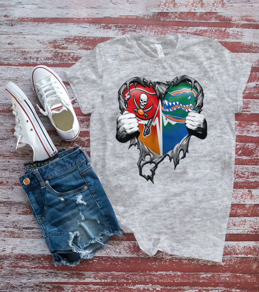 Tampa Bay Buccaneers Florida Gators Torn Heart T-Shirt
