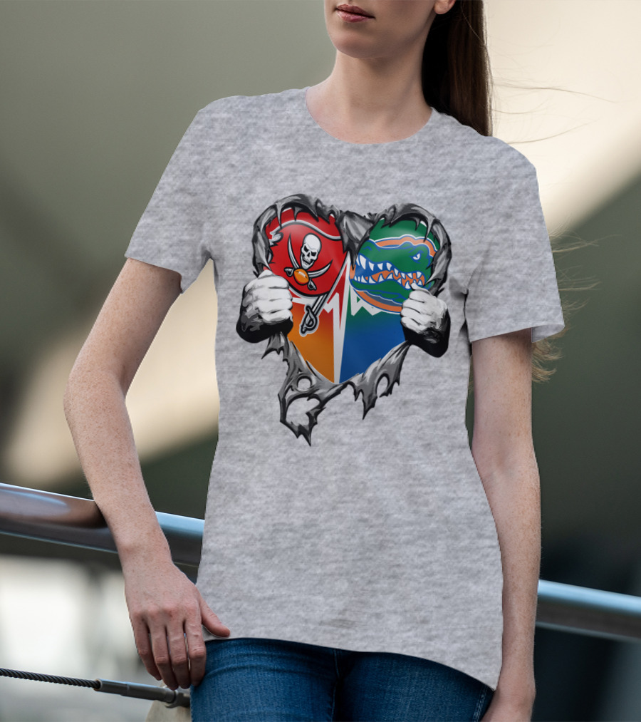 Tampa Bay Buccaneers Florida Gators Torn Heart T-Shirt
