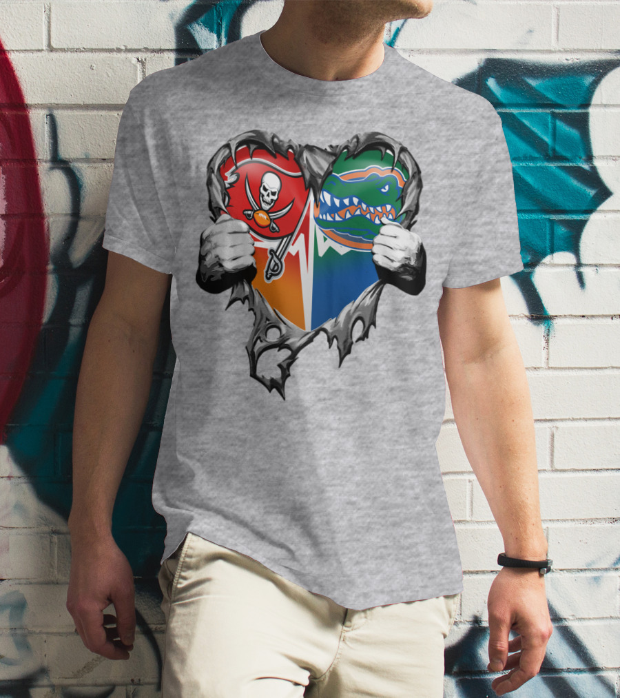 Tampa Bay Buccaneers Florida Gators Torn Heart T-Shirt