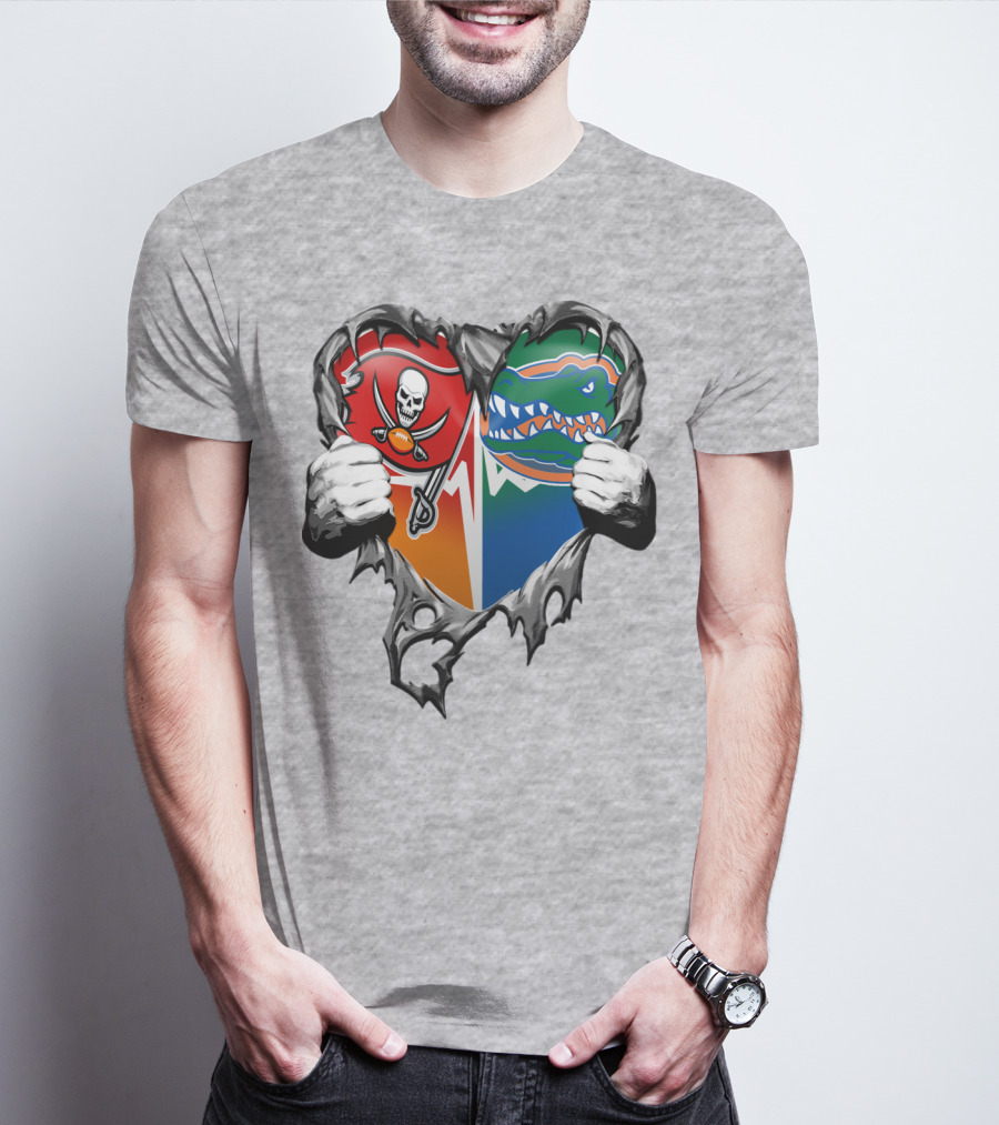 Tampa Bay Buccaneers Florida Gators Torn Heart T-Shirt