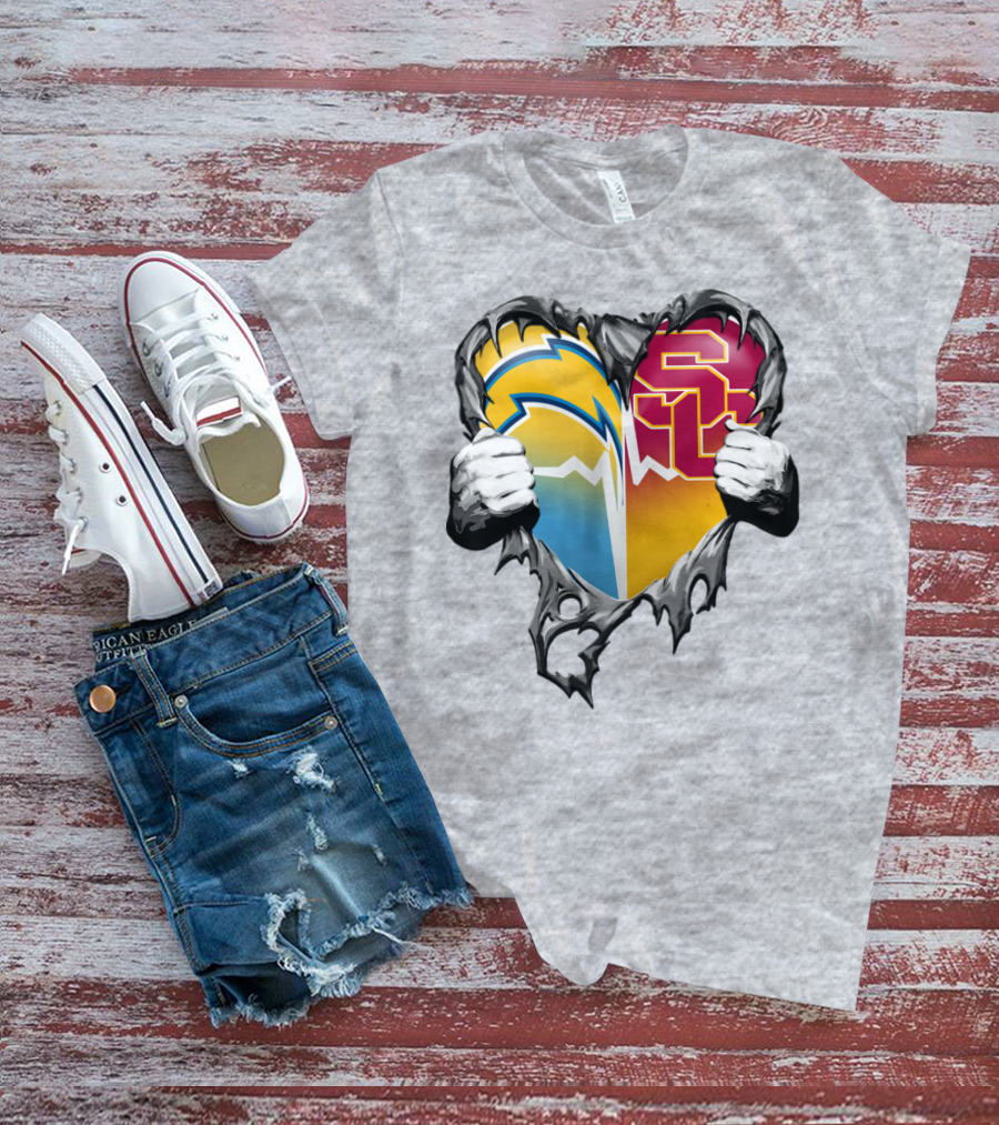 Chargers Usc Heart Logo Split T-Shirt